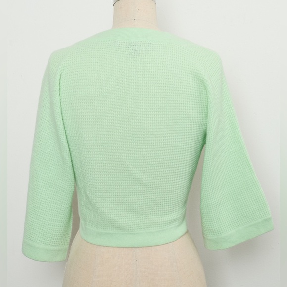 Short-Sleeve Twist-Front Sweater 100%Cashmere [NEW] - Picture 3 of 3